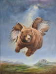 Marlène Stevers 2022 - Flying Bear, 70x50, olieverf op paneel